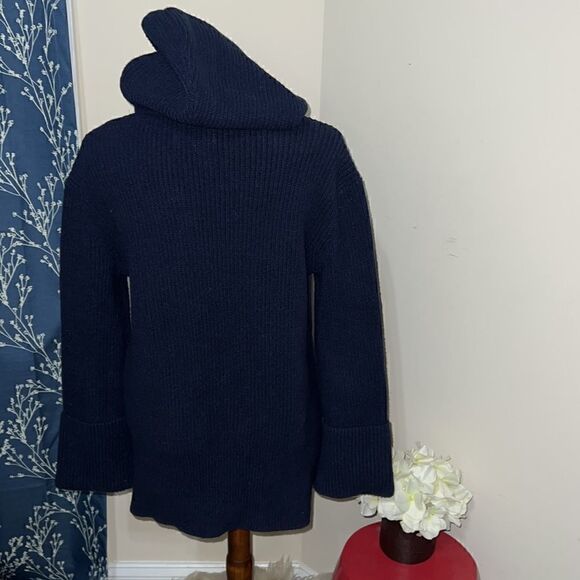 Anthro | by Anthropologie Stitch Sweater Hoodie Knit Navy sz XS Oversized - Picture 4 of 9